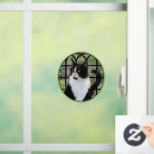 Tuxedo Kat In Venster Schilderen Originele Dierenk Raamsticker (Huis)