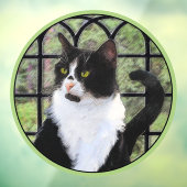 Tuxedo Kat In Venster Schilderen Originele Dierenk Raamsticker (Vel 3)