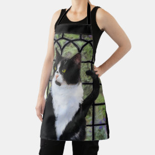 Tuxedo Kat In Venster Schilderen Originele Dierenk Schort