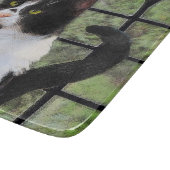 Tuxedo Kat In Venster Schilderen Originele Dierenk Snijplank (Hoek)