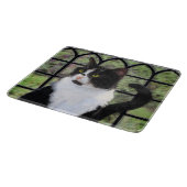 Tuxedo Kat In Venster Schilderen Originele Dierenk Snijplank (Hoek)