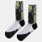 Tuxedo Kat In Venster Schilderen Originele Dierenk Sokken (Links)