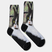 Tuxedo Kat In Venster Schilderen Originele Dierenk Sokken (Rechts)