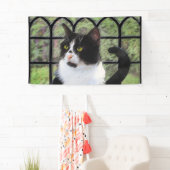 Tuxedo Kat In Venster Schilderen Originele Dierenk Spandoek (Insitu)
