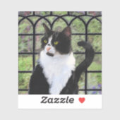 Tuxedo Kat In Venster Schilderen Originele Dierenk Sticker (Vel)