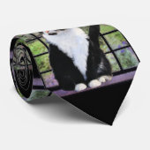 Tuxedo Kat In Venster Schilderen Originele Dierenk Stropdas (Opgerold)