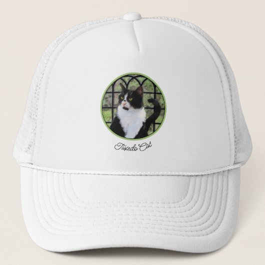 Tuxedo Kat In Venster Schilderen Originele Dierenk Trucker Pet (Voorkant)