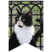 Tuxedo Kat In Venster Schilderen Originele Dierenk Vlaggetjes (Derde vlag)