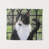 Tuxedo Kat In Venster Schilderen Originele Dierenk Wandkleed (Voorkant (horizontaal))