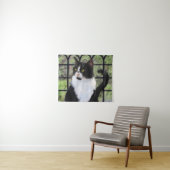 Tuxedo Kat In Venster Schilderen Originele Dierenk Wandkleed (In Situ (horizontaal))