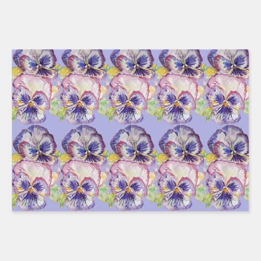 Tuxedo Kat Katten Blauw Bloemen Waterverf Schilder Inpakpapier Vel (Voorkant 3)