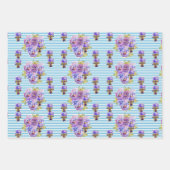 Tuxedo Kat Katten Blauw Bloemen Waterverf Schilder Inpakpapier Vel (Voorkant 2)