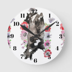 Tuxedo Kat Katten Kunst Dier Kind Roze Ronde Klok