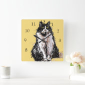 Tuxedo Kat Katten Kunst Dier Kindercameraat Vierkante Klok (Huis)