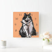 Tuxedo Kat Katten Kunst Dieren Kinderen Slaapkamer Vierkante Klok (Huis)