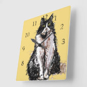 Tuxedo Kat Katten Kunst Dieren Kinderkamer Vierkante Klok (Hoek)