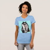 Tuxedo Kat katten schattig Zwart en Witte huisdier T-shirt (Voorkant volledig)