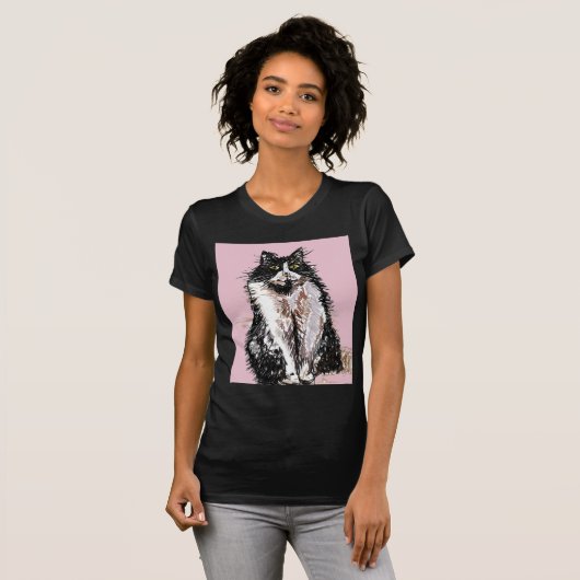 Tuxedo Kat katten schattig Zwart en Witte huisdier T-shirt (Voorkant volledig)