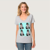 Tuxedo Kat katten schattig Zwart en Witte huisdier T-shirt (Voorkant volledig)