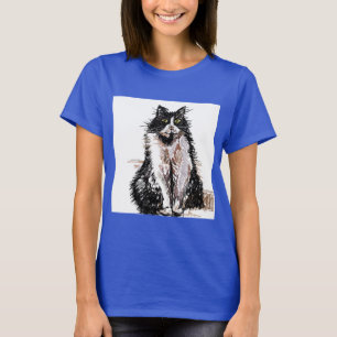 Tuxedo Kat katten schattig Zwart en Witte huisdier T-shirt