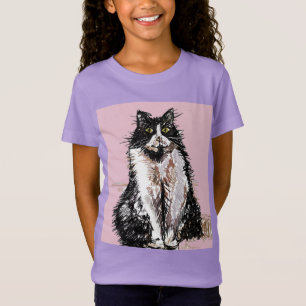 Tuxedo Kat katten schattig Zwart-witmeisje T-shirt