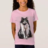 Tuxedo Kat katten schattig Zwart-witmeisjes T-shirt (Voorkant)