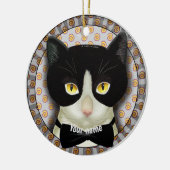 Tuxedo Kat Keramisch Ornament (Links)