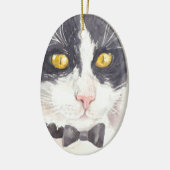 Tuxedo-kat Keramisch Ornament (Links)