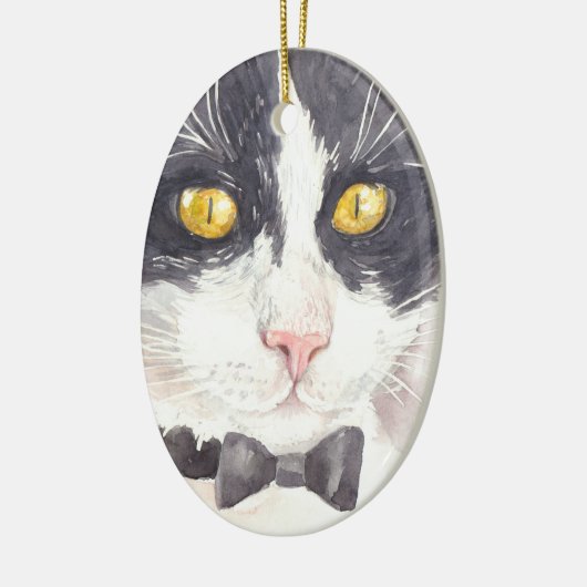 Tuxedo-kat Keramisch Ornament (Links)