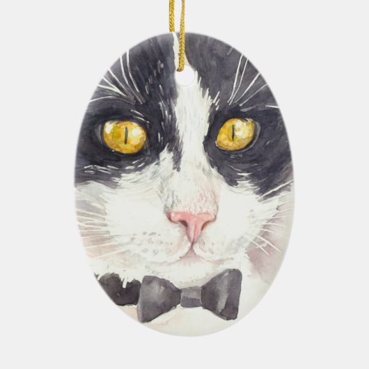 Tuxedo-kat Keramisch Ornament (Achterkant)