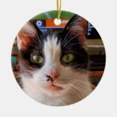 Tuxedo-kat Keramisch Ornament (Voorkant)