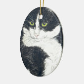 Tuxedo-kat Keramisch Ornament (Links)