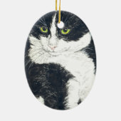 Tuxedo-kat Keramisch Ornament (Achterkant)