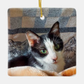 Tuxedo-kat Keramisch Ornament (Voorkant)