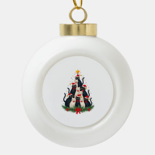 Tuxedo Kat Kerstboom Tuxedo Kat Lichtjes Kerst Mis Keramische Bal Ornament