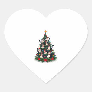 Tuxedo Kat Kerstboom Tuxedo Kat Lichtjes Kerstmis Hart Sticker