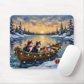 Tuxedo Kat Kerstboot Vakantie Muismat (Met muis)
