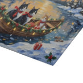 Tuxedo Kat Kerstboot Vakantie Snijplank (Hoek)