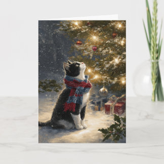 Tuxedo Kat Kerstmis Feestdagen Kaart