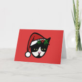Tuxedo Kat Kerstmis Kaart (Voorkant)