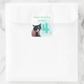 Tuxedo Kat Leeftijd Vier Happy Birthday Stickers (Tas)
