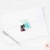 Tuxedo Kat Leeftijd Vier Happy Birthday Stickers (Envelop)