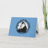 Tuxedo Kat Lente Kunst Kaart (Voorkant)