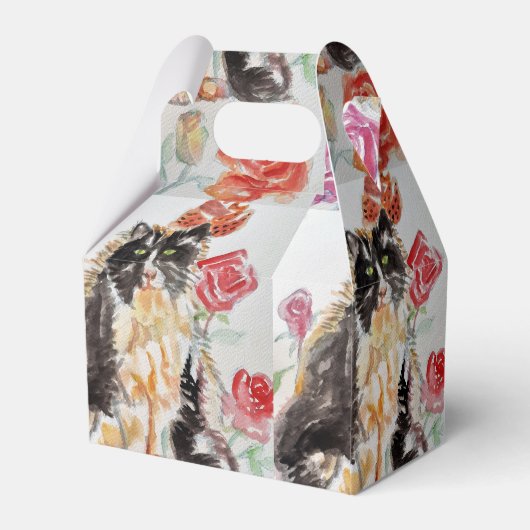 Tuxedo Kat Leuke Rozen Bloemen Katten Meisjes Roos Bedankdoosjes (Achterkant)