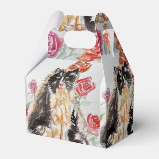 Tuxedo Kat Leuke Rozen Bloemen Katten Meisjes Roos Bedankdoosjes (Voorkant Zijde)