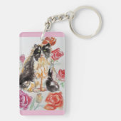 Tuxedo Kat Leuke Rozen Bloemen Katten Naam Roos Sleutelhanger (achterkant)