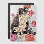 Tuxedo Kat Leuke Rozen Bloemen Katten Waterverf Ro (Voorkant / Achterkant)