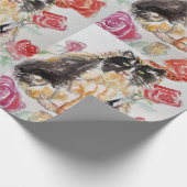 Tuxedo Kat Leuke Rozen Bloemen Katten Waterverf Ro Cadeaupapier (Hoek)