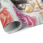 Tuxedo Kat Leuke Rozen Bloemen Katten Waterverf Ro Cadeaupapier (Rol Hoek)