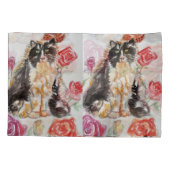 Tuxedo Kat Leuke Rozen Bloemen Katten Waterverf Ro Kussensloop (Achterkant)